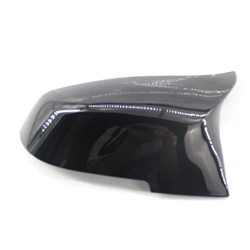 Modified horn rearview mirror shell for BMW 3 Series and 4 Series F20 F30 F35 F34 F32 models, replacement paint bright black shell for buckle-style installation, 1 pair of side mirror covers designed for visual upgrade