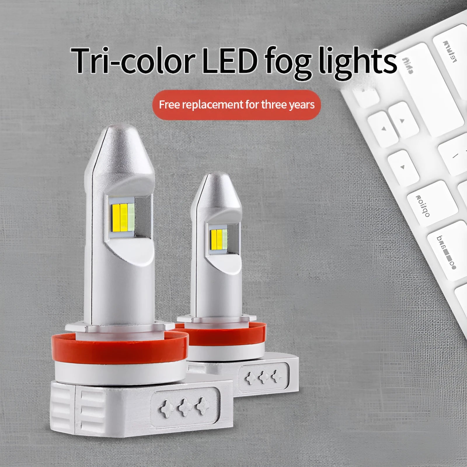 LED fog light retrofit bulb with aluminium housing for cars, motorcycles, and trucks