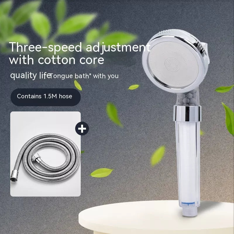 Three-speed Anion Supercharged Filtering Shower Head Nozzle with adjustable water flow settings