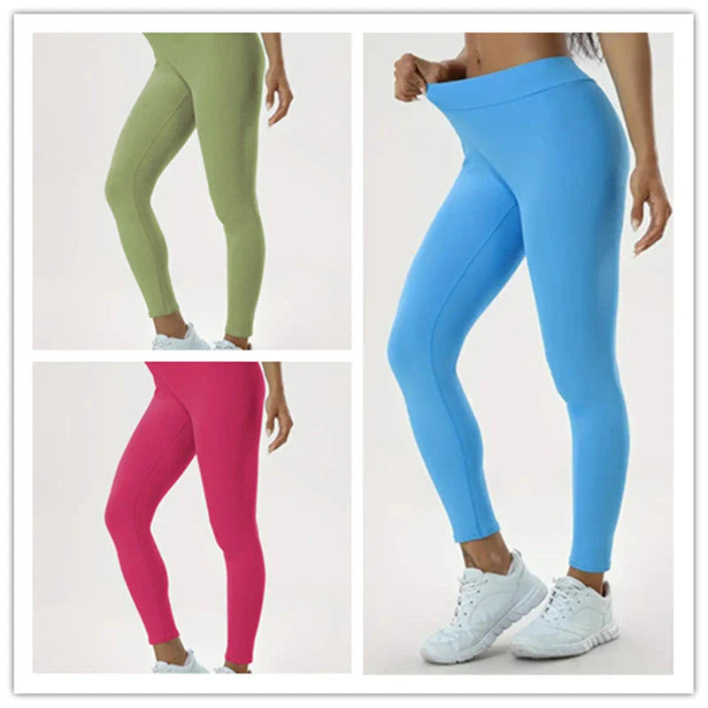 Women's high-waist yoga pants in various vibrant colors designed for comfort and style