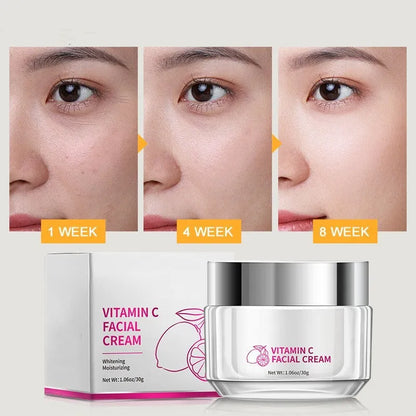 Vitamin C Face Cream 30g jar with dimensions 6cm by 6cm by 5.2cm