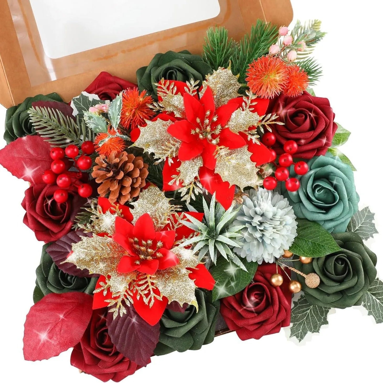 Silk flower wedding simulation box flower for layout planning in a selection of colours.