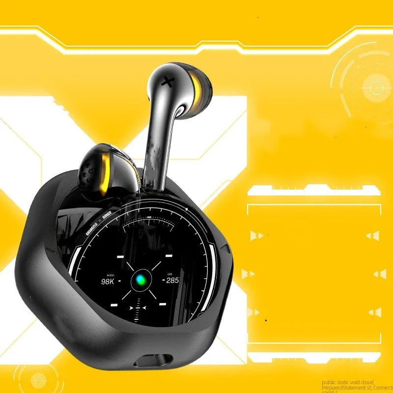 Bluetooth Headset Wireless Ultra Long Endurance Semi-in-ear TWS True Wireless Earphones with 13mm Moving Coil, IPX4 Waterproof, Bluetooth 5.2, Type-C and Wireless Charging, 400mAh Battery, Black
