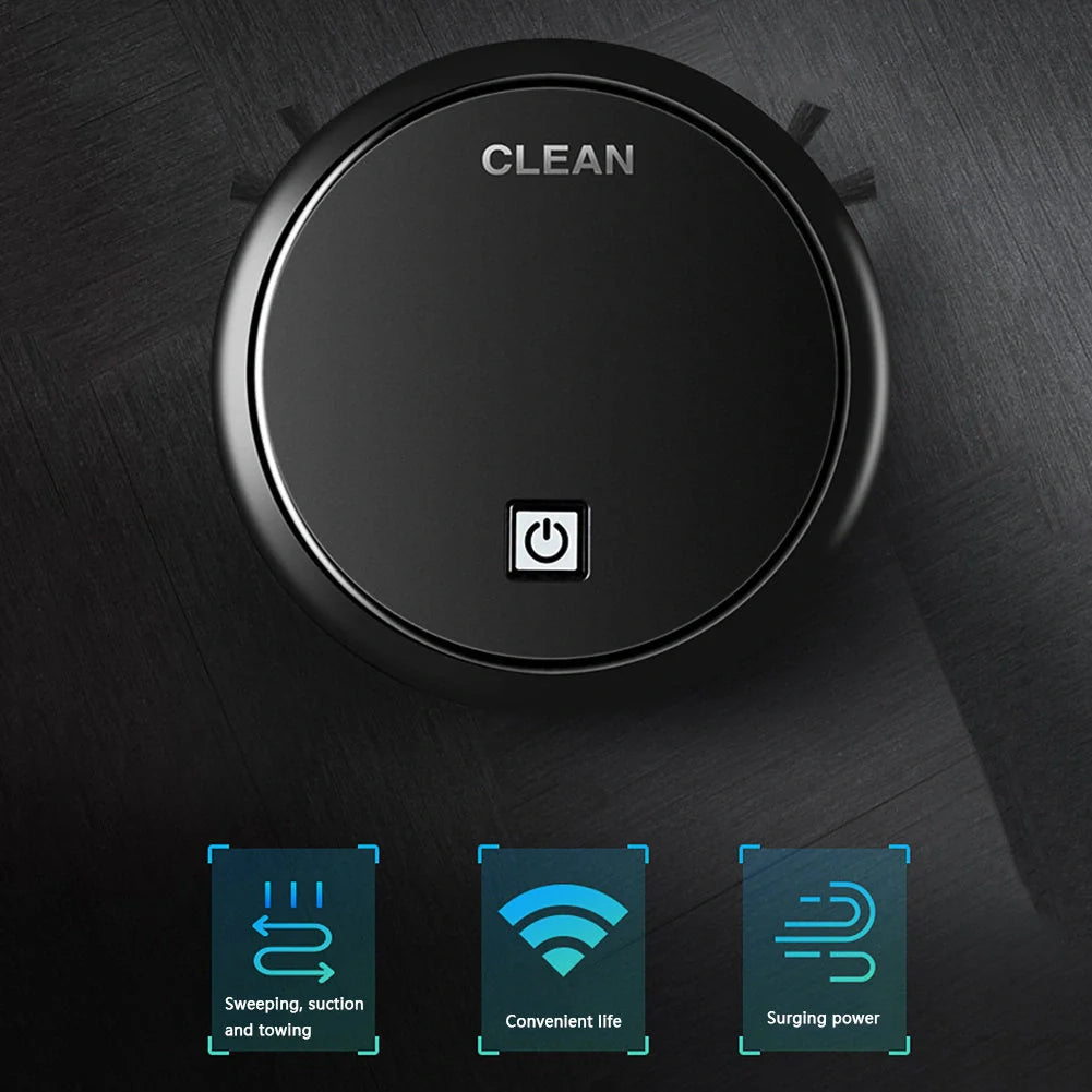 Compact 3-in-1 robot vacuum cleaner with smart navigation and 1800Pa suction