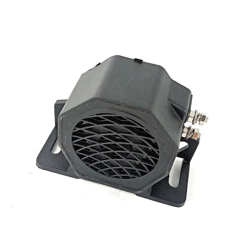 Black GQ-208A reversing horn buzzer for 12-80V vehicle safety alerts.
