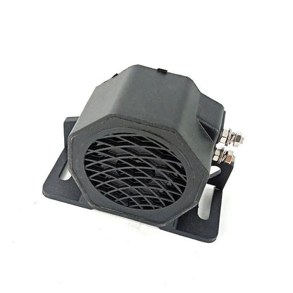 Black GQ-208A reversing horn buzzer for 12-80V vehicle safety alerts.
