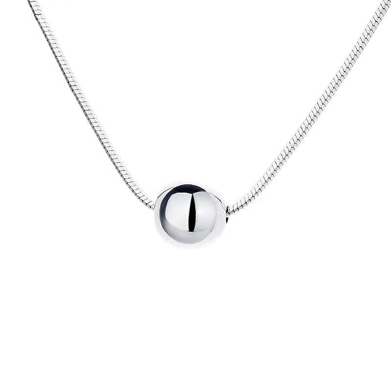 925 sterling silver clavicle chain necklace with small round ball pendant
