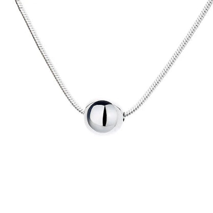 925 sterling silver clavicle chain necklace with small round ball pendant