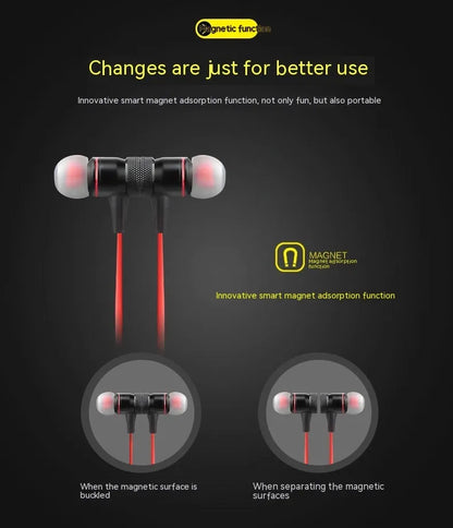 Black neck-hanging in-ear Bluetooth headset with Jerry chip, 10 metre range, plastic body, earplug style
