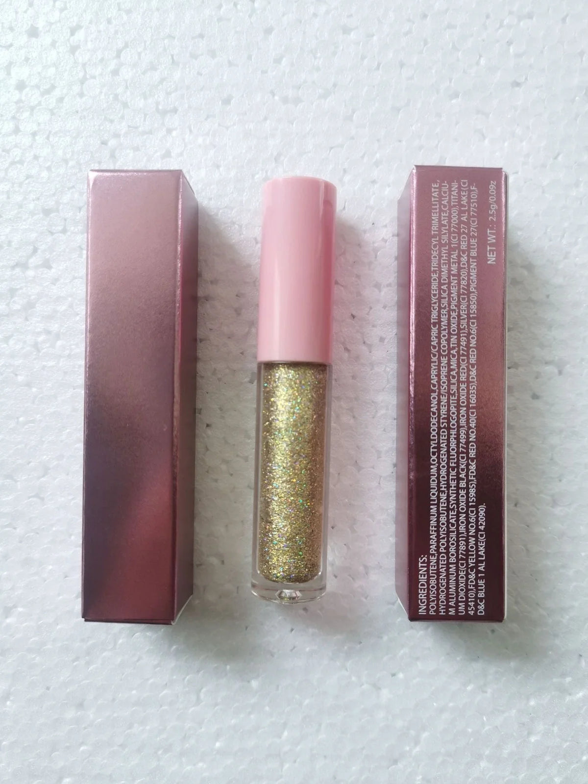 15 Colour Laser Lip Lacquer tubes showing waterproof formula with laser powder technology
