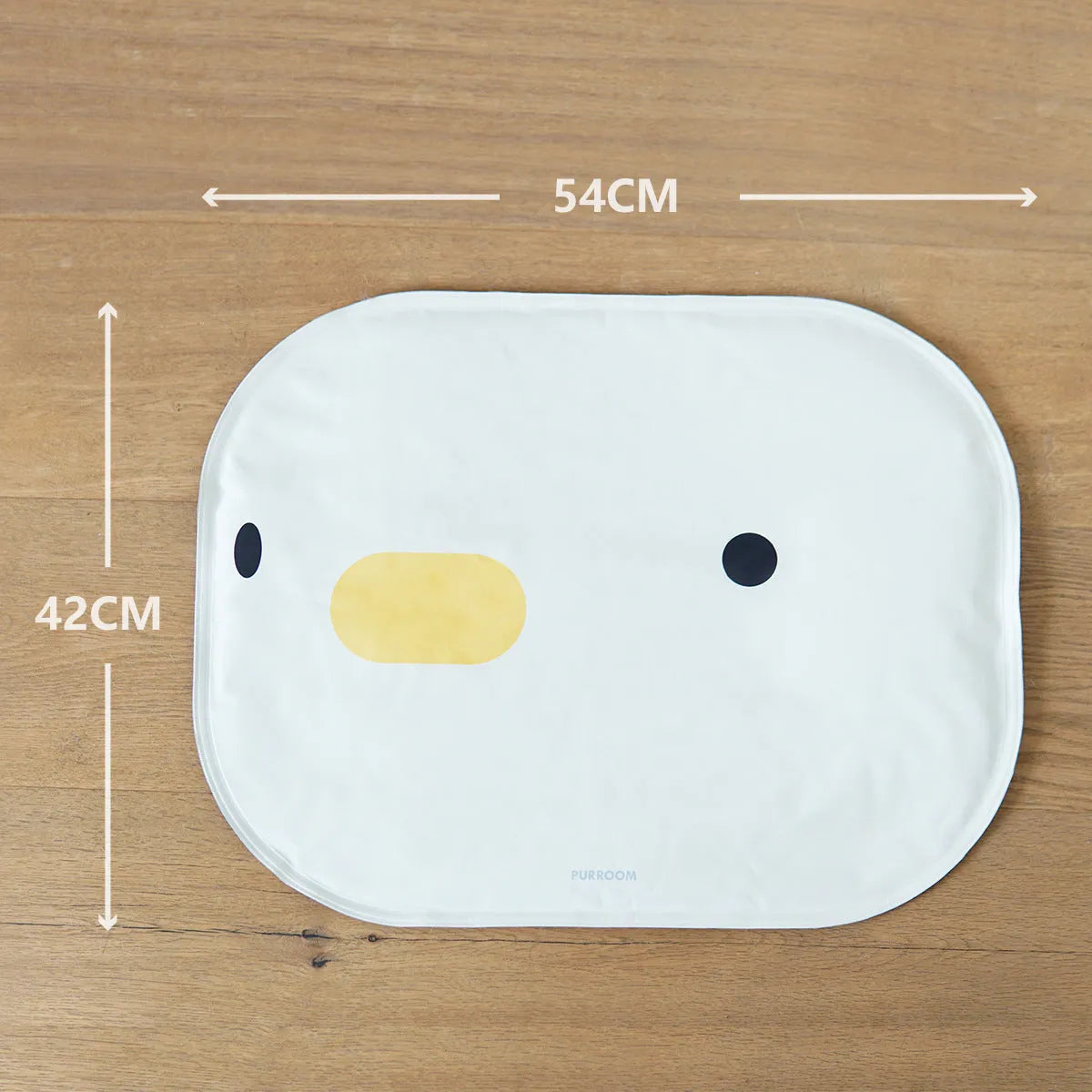 Washable chick-shaped pet cooling mat with non-stick surface for dogs and cats