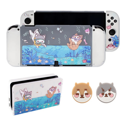 Pawdiary Nintendo Switch Oled protective case in submarine exploration colour design with TPU and PC construction