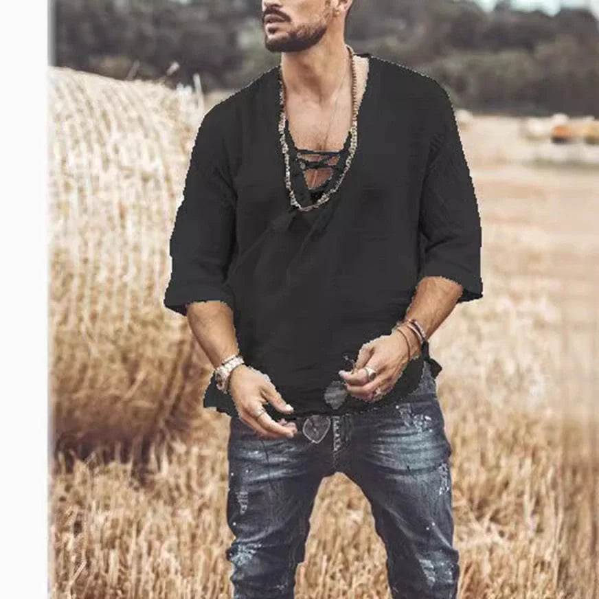Lace Up Corn Mid Sleeved T-shirt in various colours