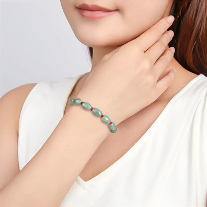 National style jade bracelet in dark green men's version with 9 beads or red women's version with 8 beads