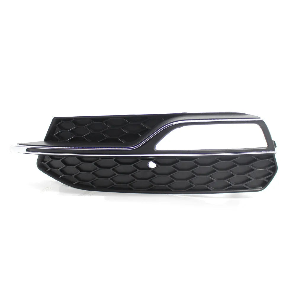 Black ABS plastic fog lamp grille for Audi A3 S3 front bumper, 2013-2016 model years.