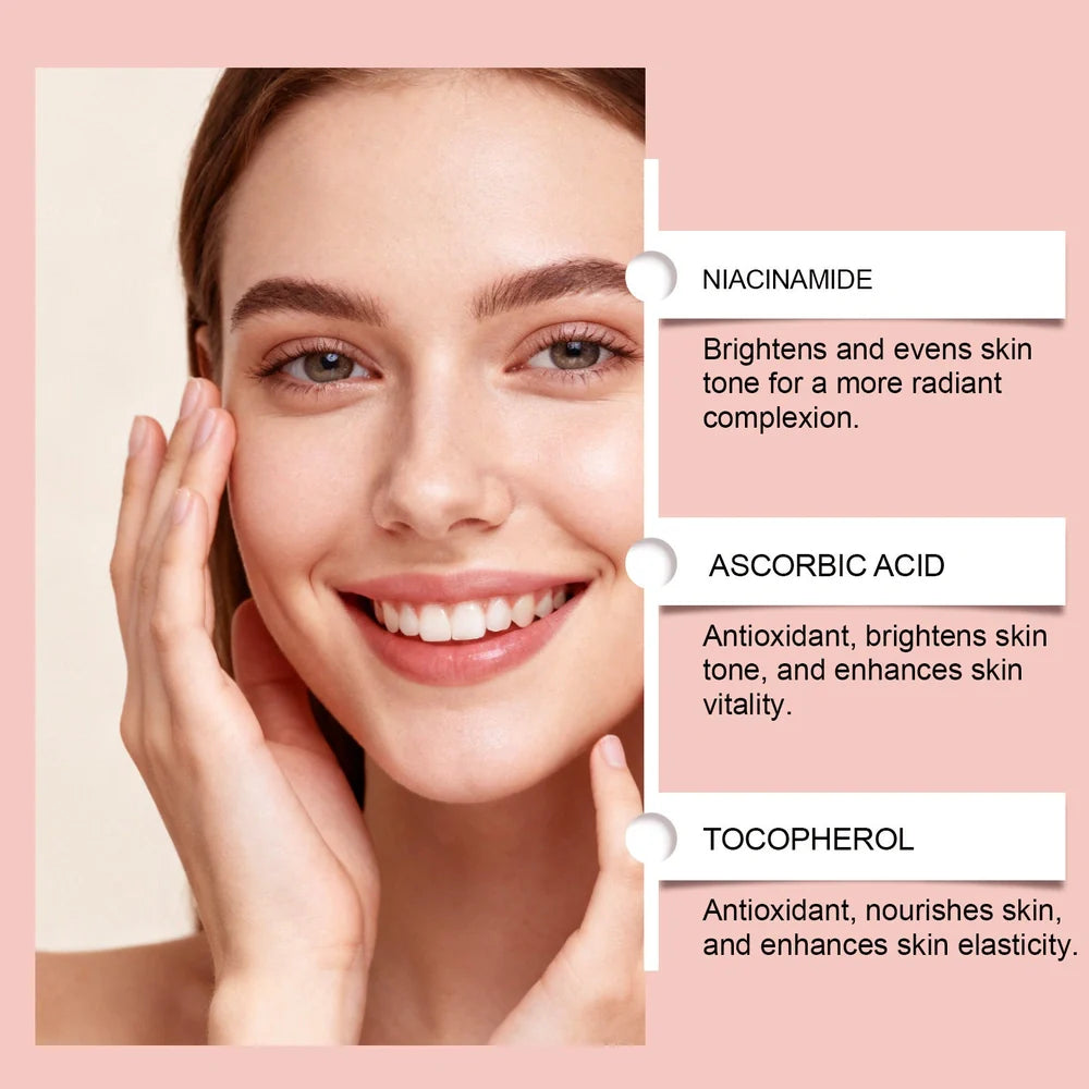 30ml facial care liquid bottle with hyaluronic acid and vitamin C for skincare hydration and brightening