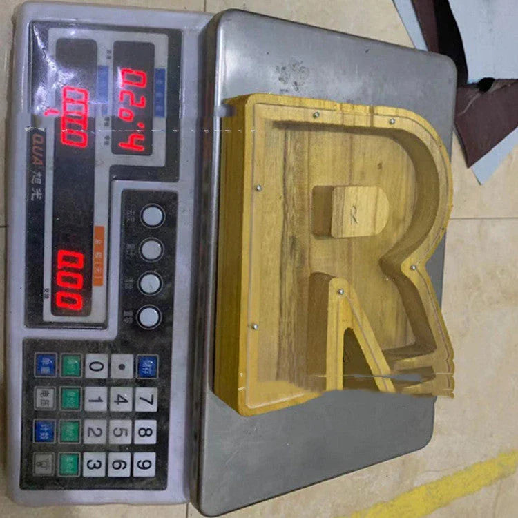 Custom Wooden Letter Money Box - Unique Personalized Savings Piggy Bank with Transparent Glass Panel