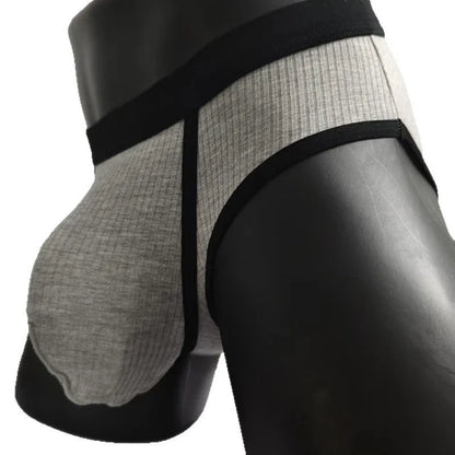 Men's triangle U-shaped bag underwear in viscose fabric showing solid colour options
