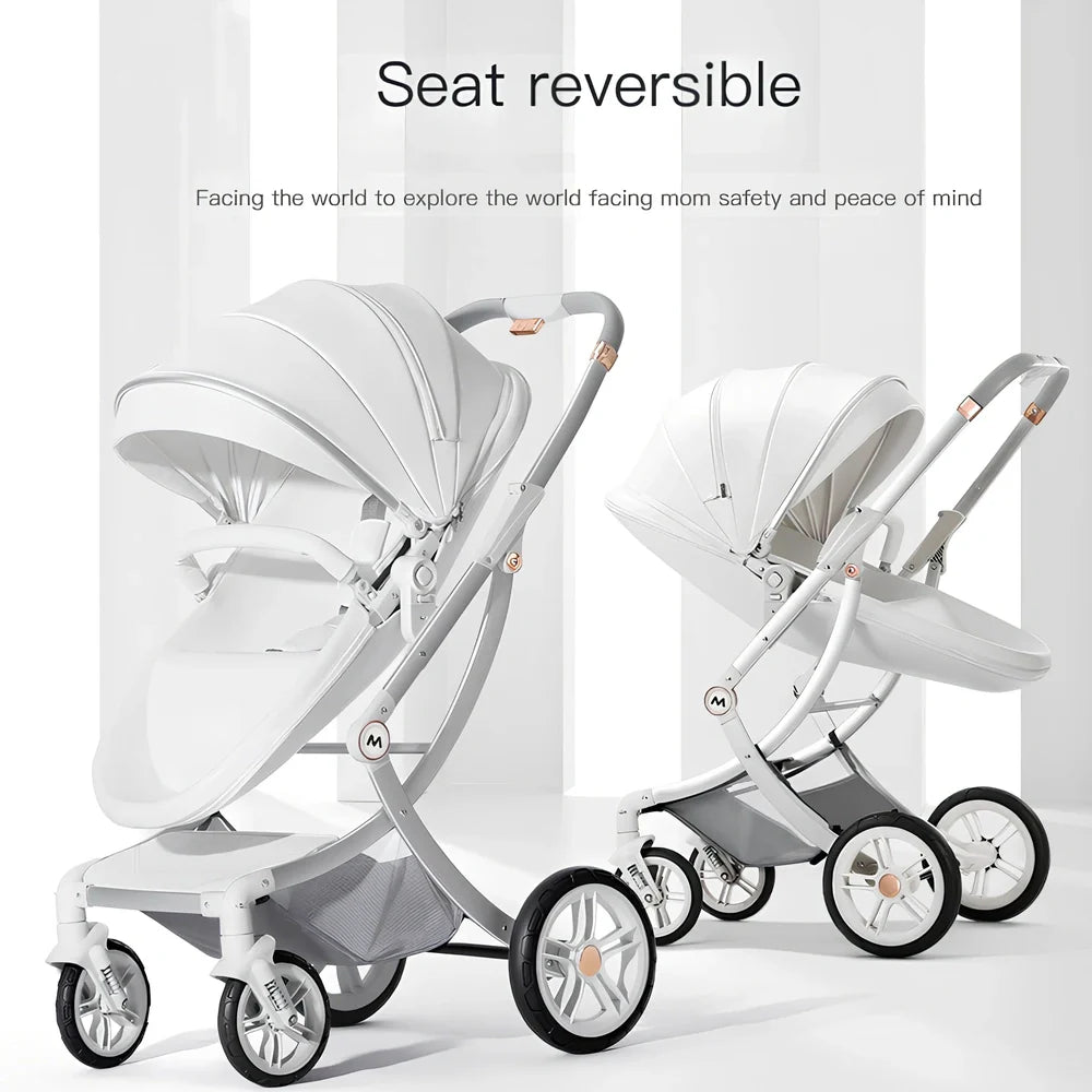 Aluminium baby stroller with reversible seat and storage basket in Caesar Brown colour