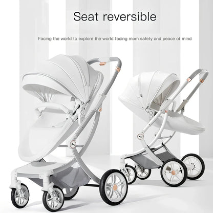 Aluminium baby stroller with reversible seat and storage basket in Caesar Brown colour