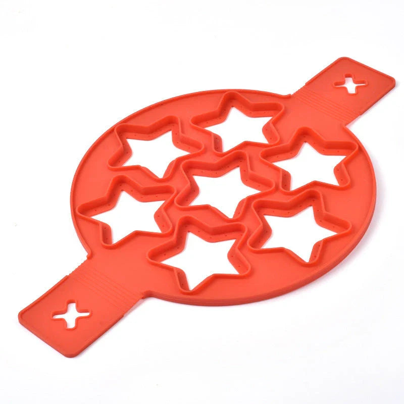 Nonstick silicone pancake maker with seven cavities for creating perfectly shaped pancakes easily