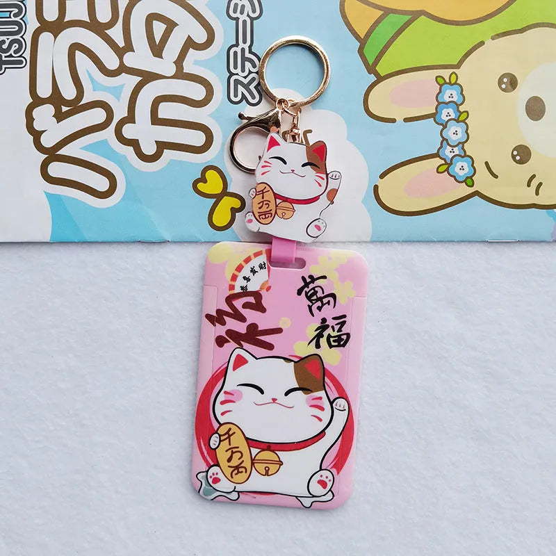 Lucky Cat plastic ferrule pendant and card sleeve set for blessing certificate display