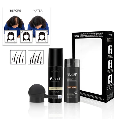 Hair fibre powder 275g can with specialised applicator nozzle and shaping spray for sparse hair coverage