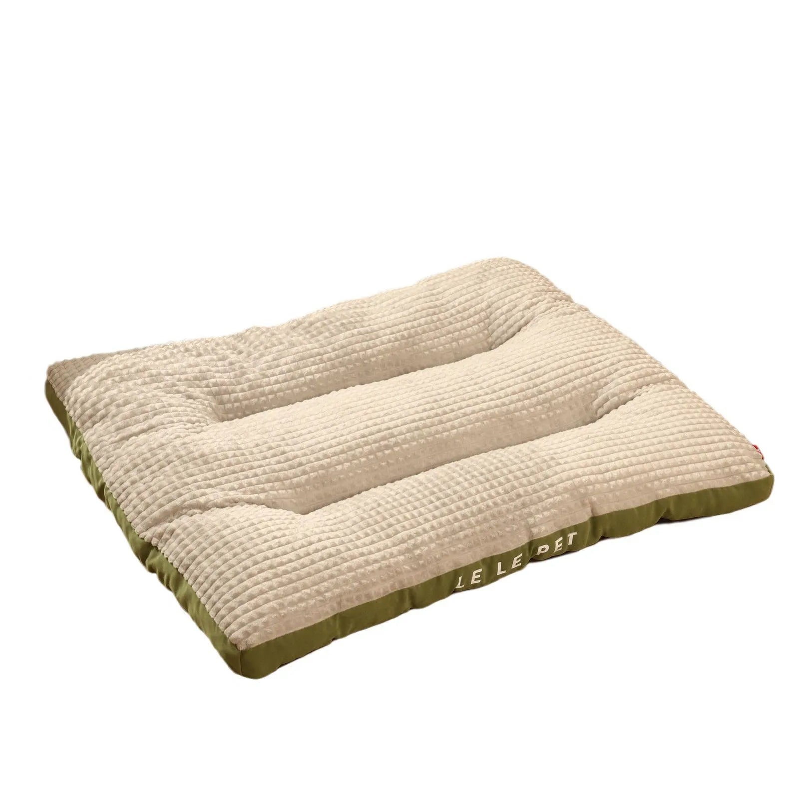 Soft fleece dog bed with a detachable mat cushion in green colour for a large dog