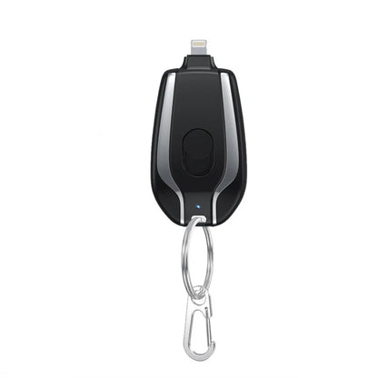 Compact 1500mAh power bank with carabiner clip, perfect for charging smartphones, tablets, and other USB devices on the go