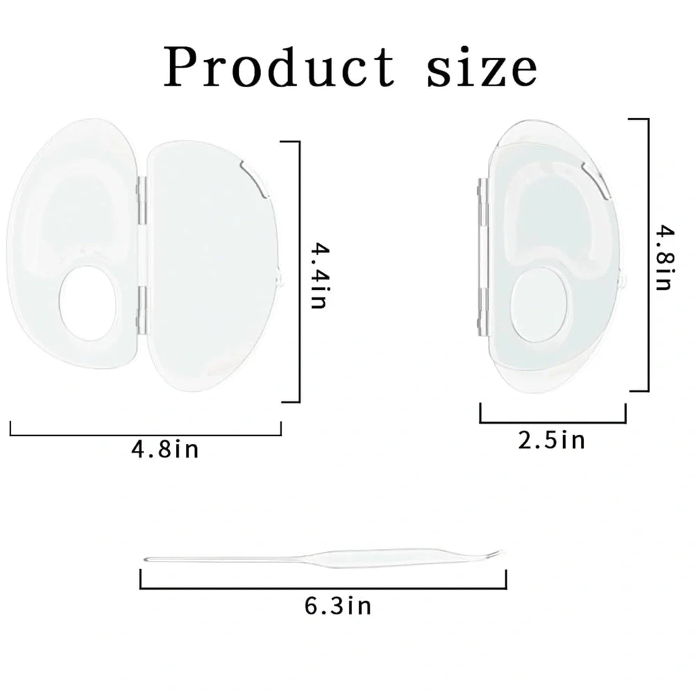 Transparent acrylic makeup mixing palette showing storage groove and colour test areas