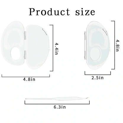 Transparent acrylic makeup mixing palette showing storage groove and colour test areas