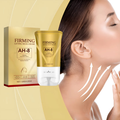 Tightening roller cream for neck lines in 8.6cm x 17.5cm container with integrated massage applicator