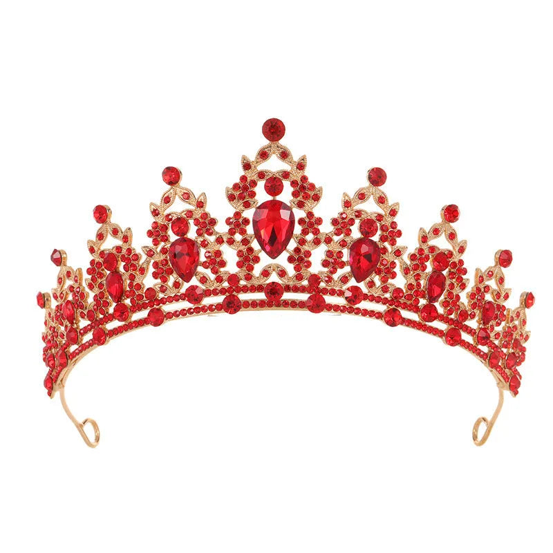 Baroque-style bridal crown headdress with sparkling rhinestones on a lightweight alloy frame, shown in silver colour.