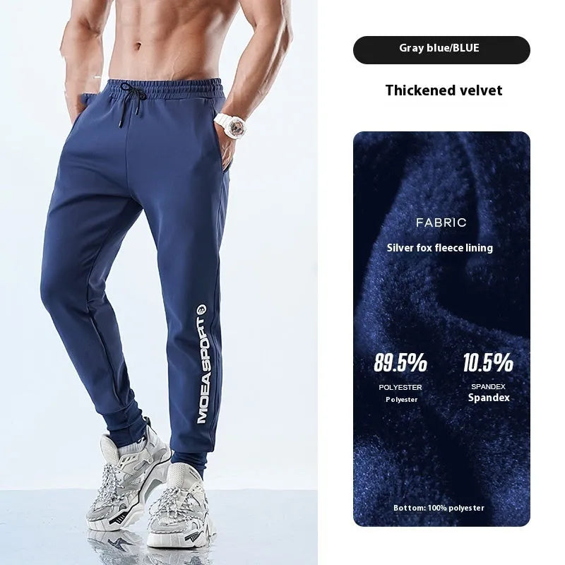 Men's black ankle-tied sweatpants with mid waist and adjustable ankle tie on hanger