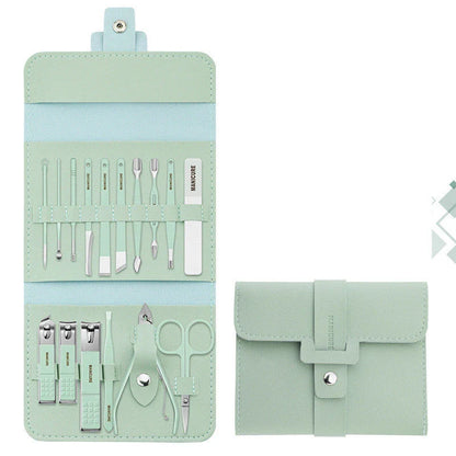 Premium 16-Piece Manicure Set with Stainless Steel Tools and Stylish PU Leather Case