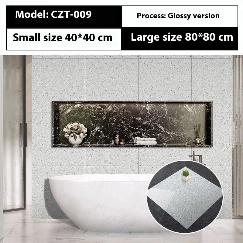 Close-up of geometric pattern marble effect self-adhesive wall sticker measuring 40x40cm