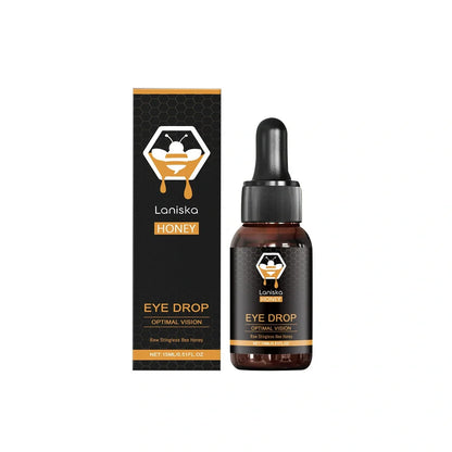 15ml bottle of honey-based eye drops for fatigue relief with precision applicator tip