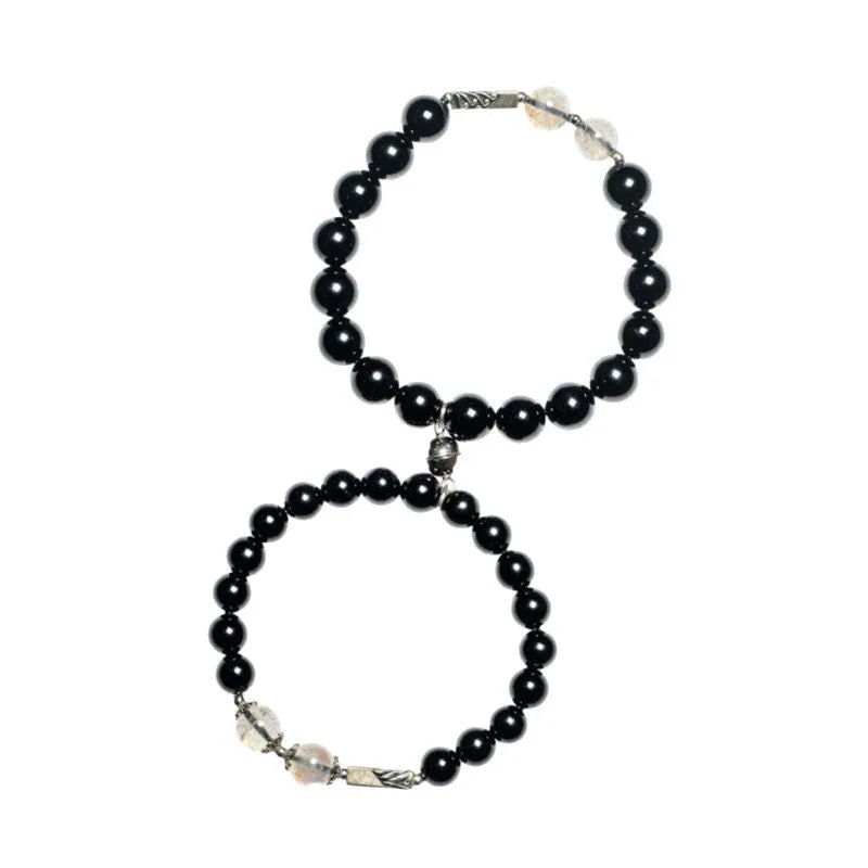 Obsidian Buddha beads couple bracelet DIY kit with 8mm and 10mm bracelet sizes