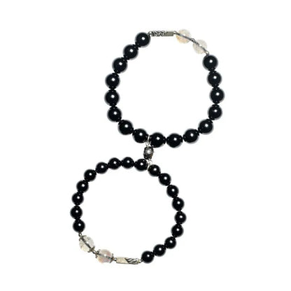 Obsidian Buddha beads couple bracelet DIY kit with 8mm and 10mm bracelet sizes