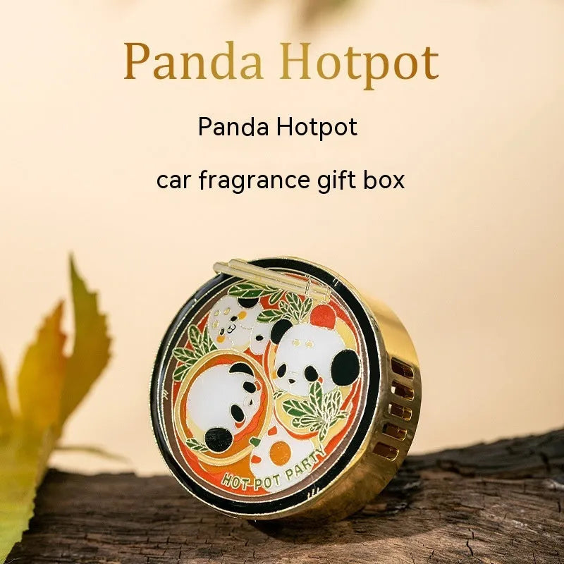 Panda hot pot car air freshener diffuser with diatomite fragrance tablets