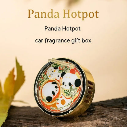 Panda hot pot car air freshener diffuser with diatomite fragrance tablets