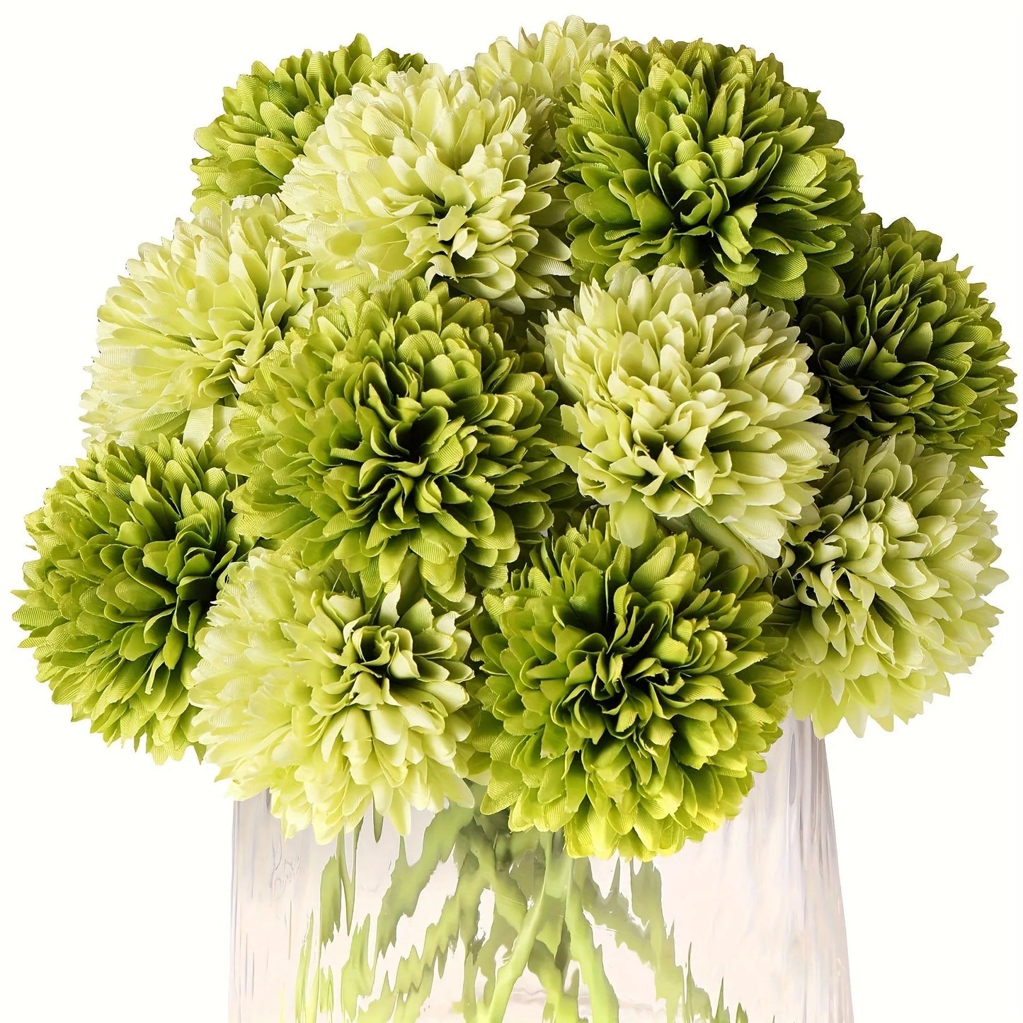 Silk artificial flower desktop decoration in green colour options measuring 20cm tall
