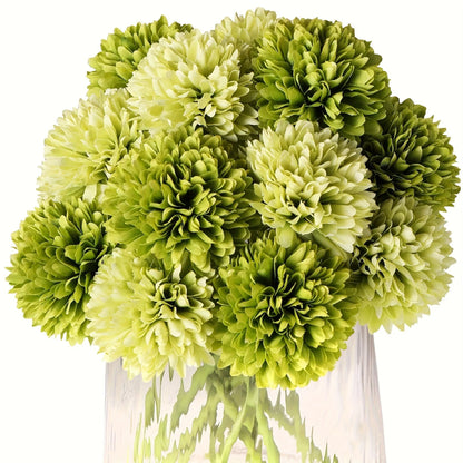Silk artificial flower desktop decoration in green colour options measuring 20cm tall