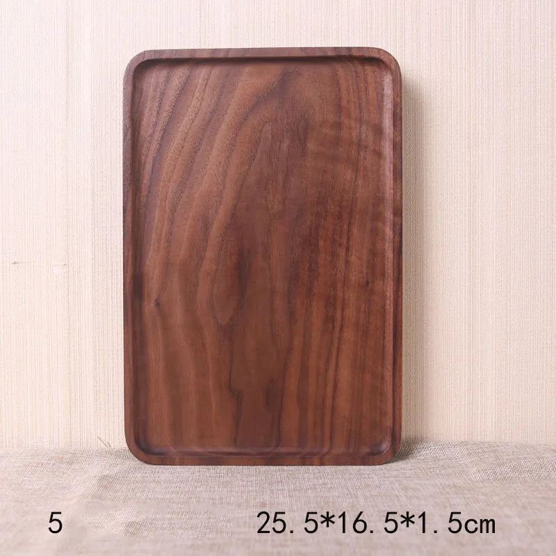 Japanese style black walnut wooden rectangular dinner plate with hand-painted plain surface
