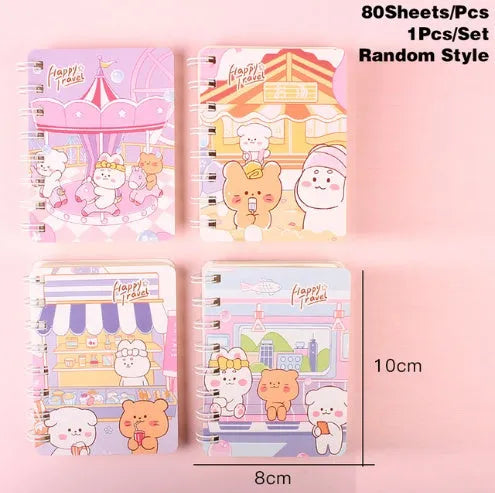 Flip Student Coil Book pocket notebook with cloth cover in various colourful designs