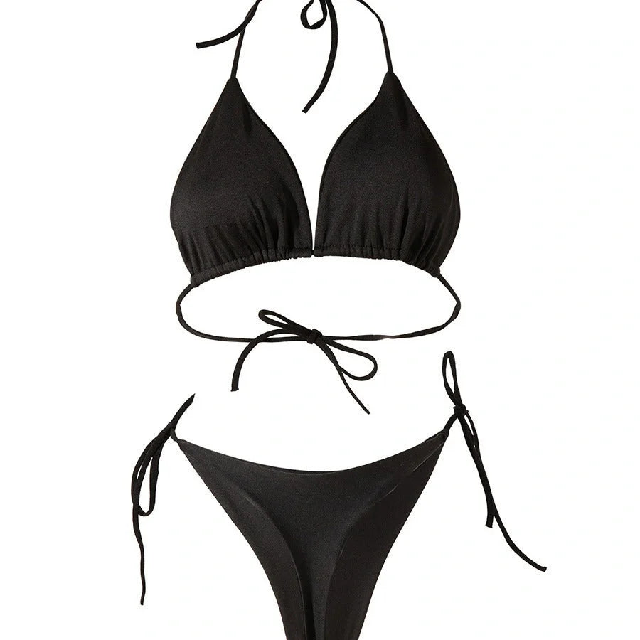 Stylish lace-up bikini with chest pad for women, perfect for beach outings