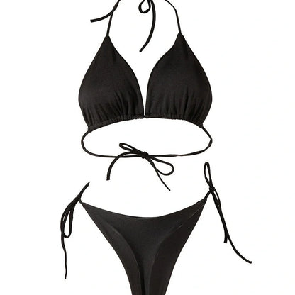 Stylish lace-up bikini with chest pad for women, perfect for beach outings