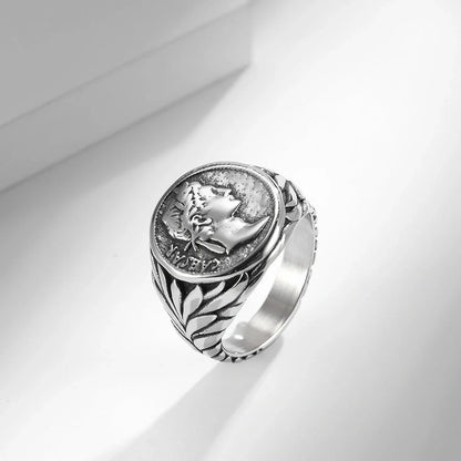 Dashing stainless steel ring with a sleek geometric design, available in steel and gold finishes and a range of sizes