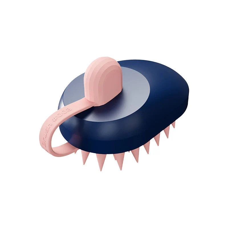 Soft silicone pet hair remover brush in various colors for bathing, grooming, and massage