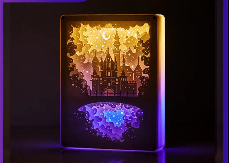Bedside night light with three-dimensional paper carving design and USB power connection